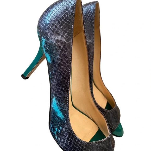 Kate Spade Cris Green Multi Metal Python Heels - Picture 5 of 10